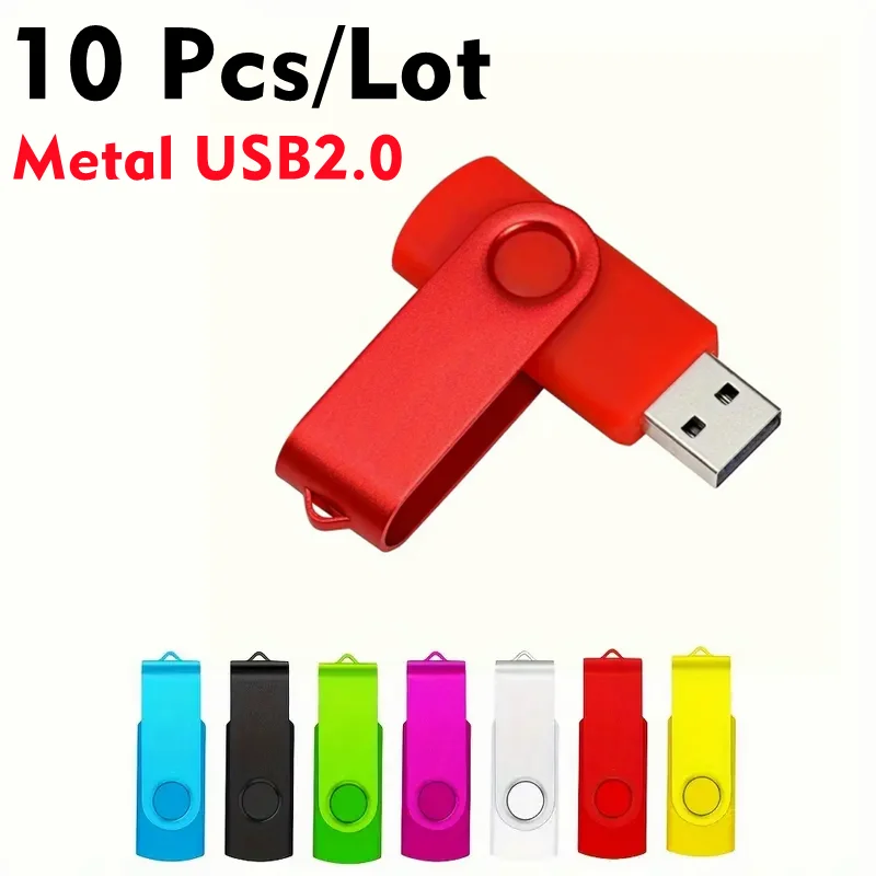 10 Pcs/Lot Free Custom LOGO Color Metal Clip USB2.0 Flash Drive 4GB 8GB 16GB 32GB 64GB 128GB