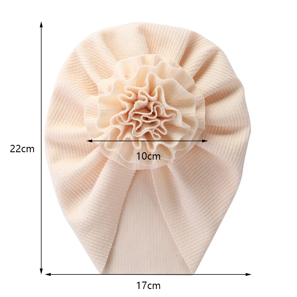 Big Blossom Flower Ribbed Turban Baby Hats Topknot Cotton Cap Toddler Boy Girl Headwraps Bonnet Newborn Beanies Kids Accessories