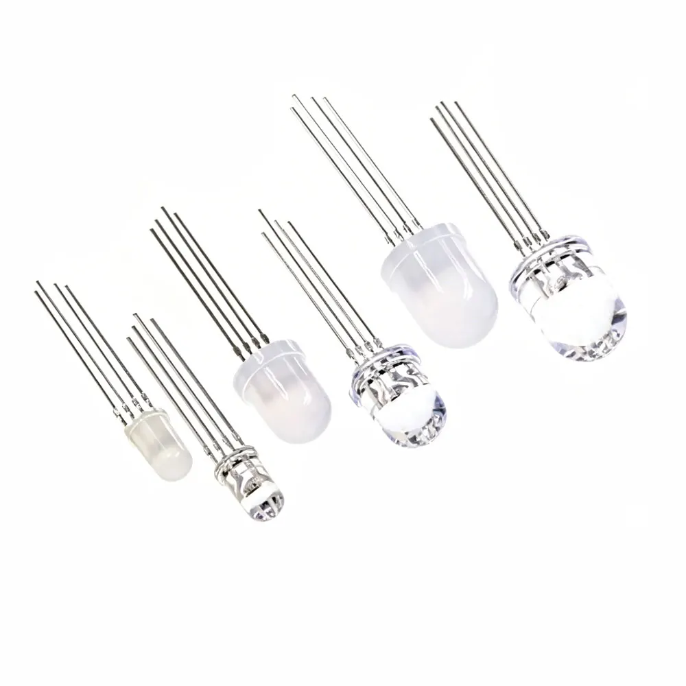 5mm 8mm 10mm Led Diode RGB Light Emitting 4 Pin Common Anode Cathode Tricolor Multicolor Clear Diffused DIY PCB Lamp Bulb