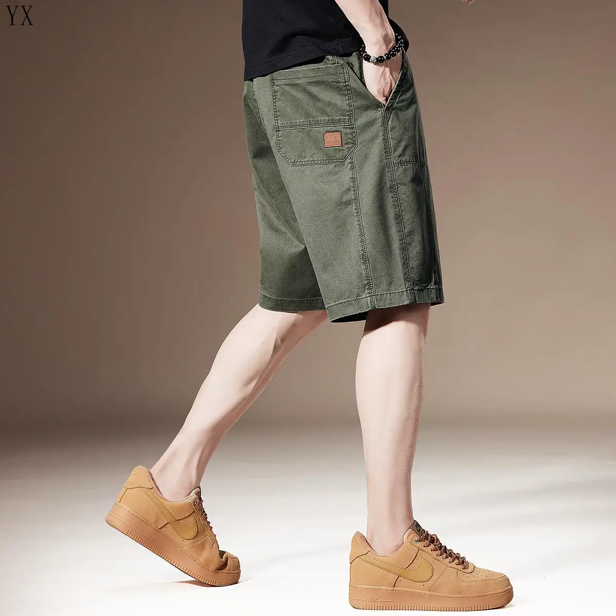 

High-End American Retro Pure Cotton Workwear orts Men's Summer Outdoor Loose Straight Casual Pants Five-Quarter Length