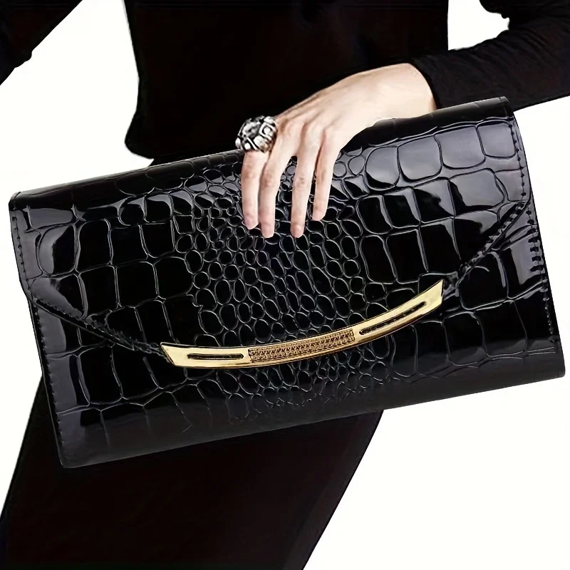 Patent leather women\'s clutch bag Large capacity clutch bag chain clutch bag Single shoulder straddle bag