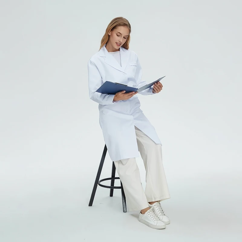 Doctor's Overalls Long Sleeve Coat With Adjustable Belt Professional Work Uniform Women's Clinic Beauty Salon Nursing Workwear