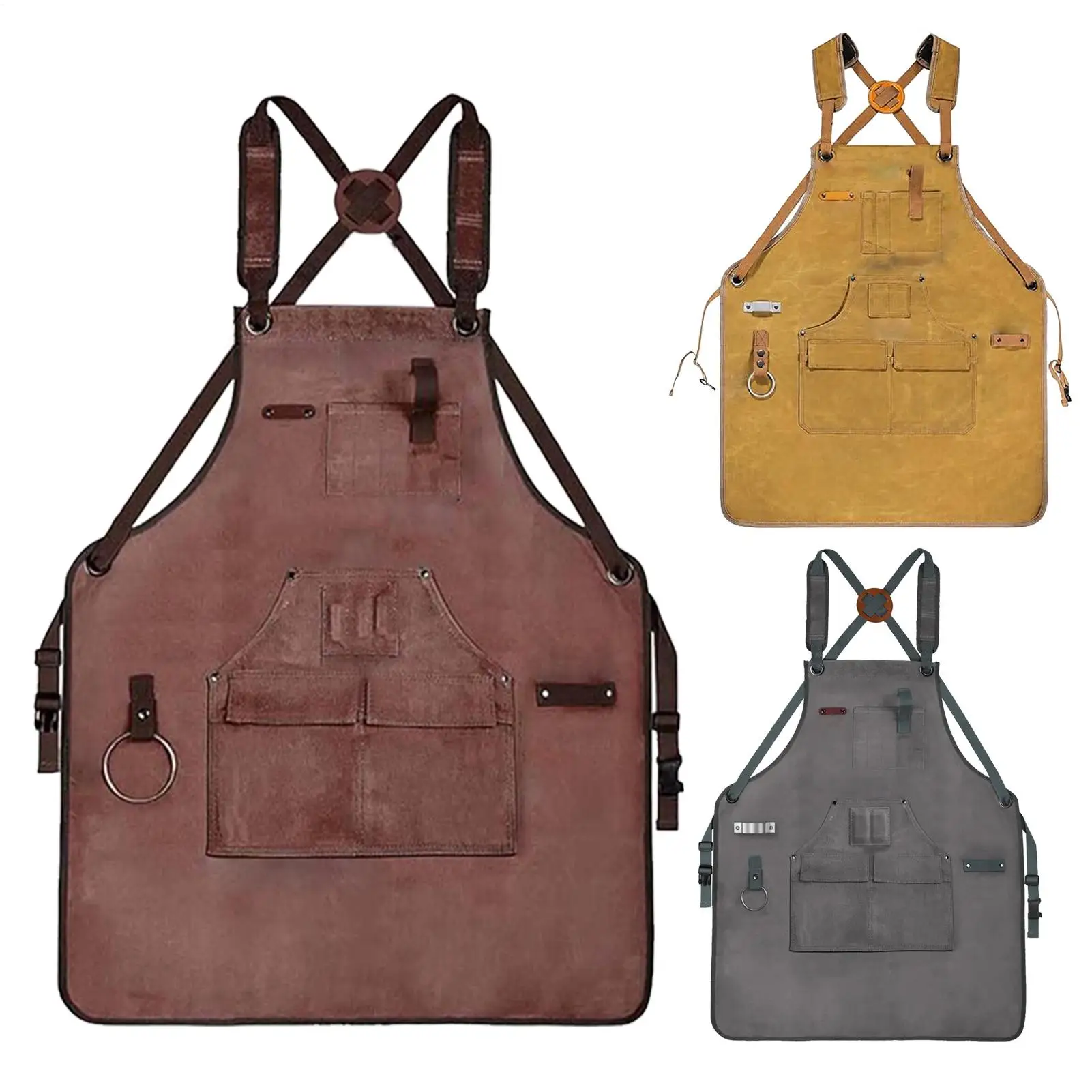 Men Woodworking Apron Heavy-duty Carpenter Waterproof With 9 Pockets Canvas Woodworking Apron For Workshop Garage