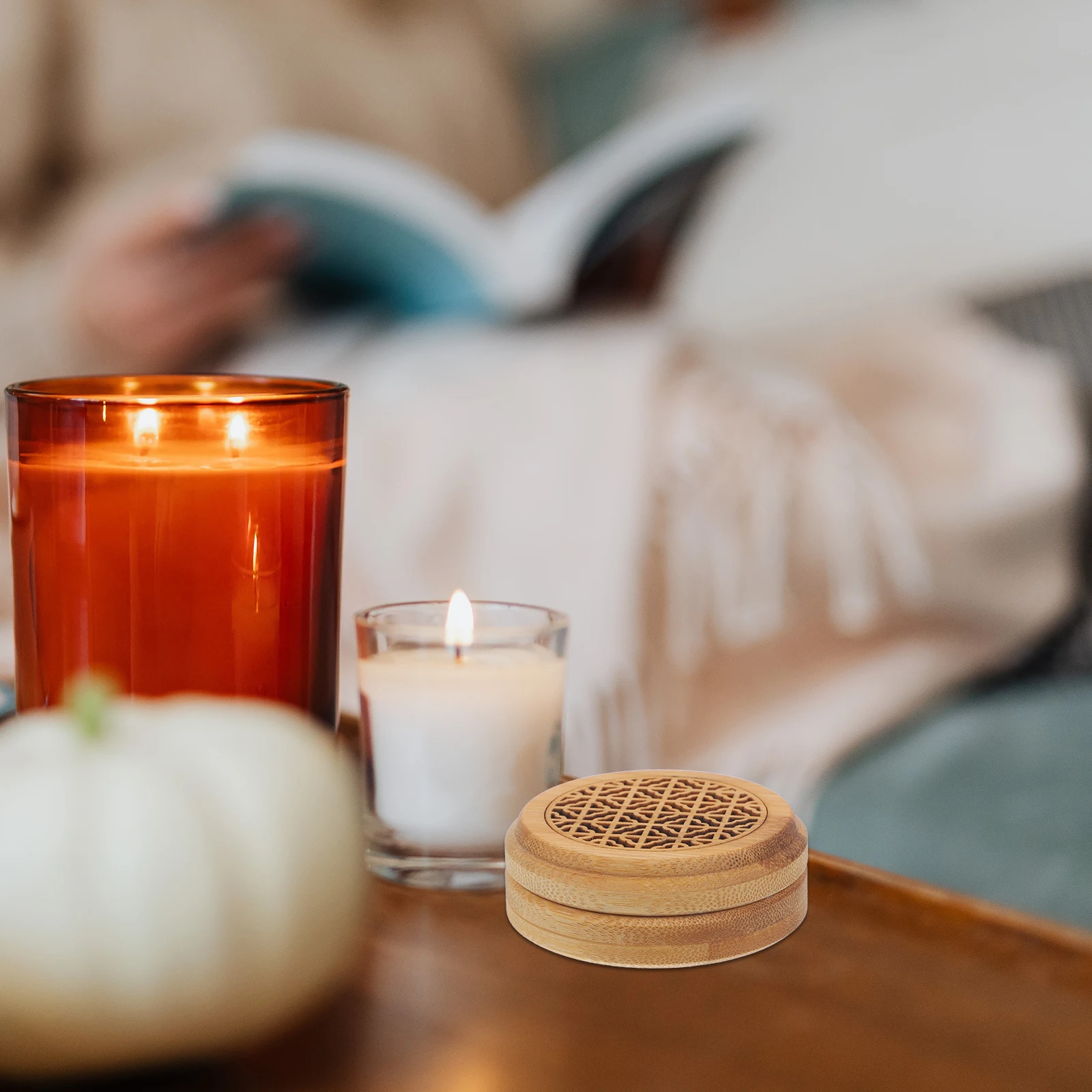 

Coil Incense Bamboo Burner Hollow Out Round Magnetic Censer Carved Pattern Desktop Decoration Aromatherapy Coil Incense Holder