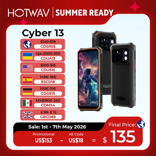 Hotwav-スマートフォン,頑丈な携帯電話,大容量バッテリー,8GB, 128GB,150lm懐中電灯,6.6インチHD,64MP,android 14