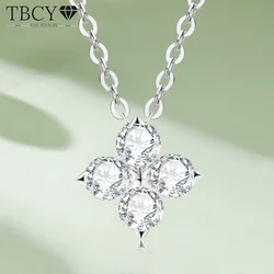 TBCYD 3MM 0.4cttw D Color Clover Necklace Pendants For Women S925 Silver 18K Gold Plated Neck Chain Classic Fine Jewelry Gifts