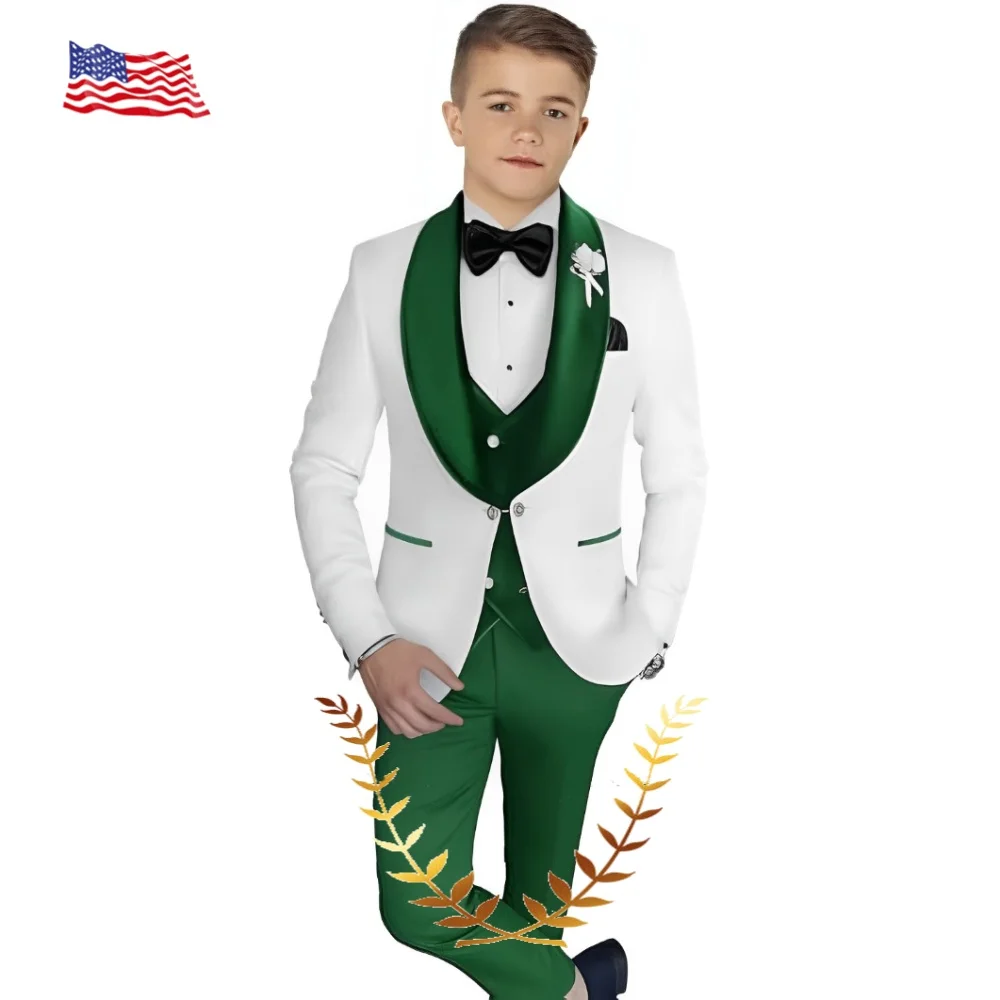 Boys Suit Wedding Tuxedo Kids Formal Jacket Pants Vest 3 Piece Set 2-16 Years Custom Outfit Classic Clothes