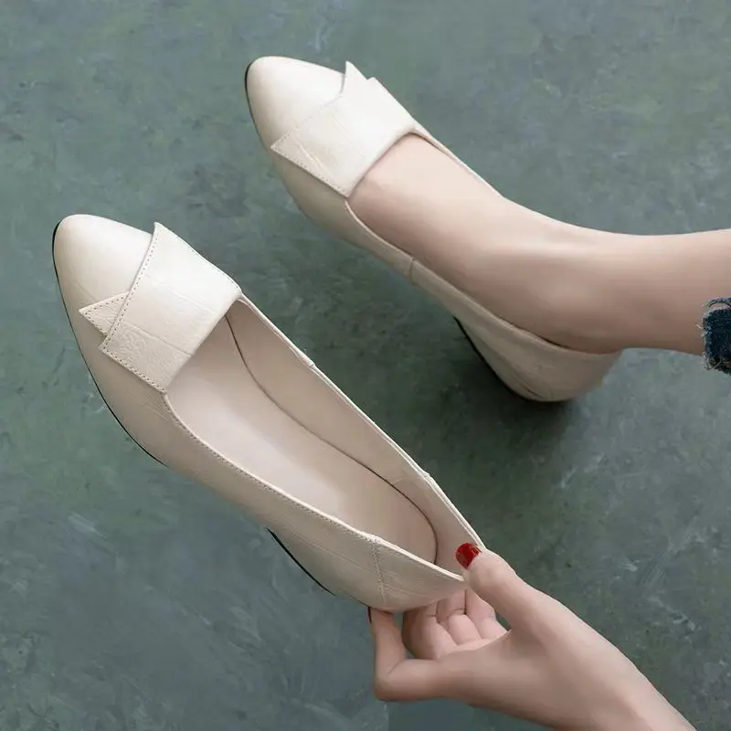Woman Pumps Formal Low Heel Elegant Red Shoes For Women Moccasins Pointed Toe Y2k Premium Offer High Quality Social On E A