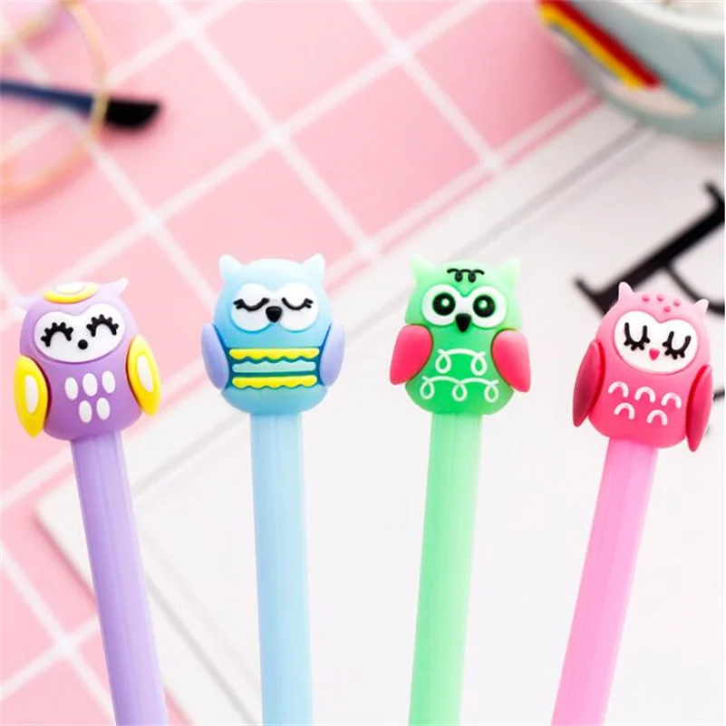 

60 pcs/lot Creative Owl Gel Pen Cute 0.5 mm Black Ink Signature Pen School Office Writing Supplies Promotional Gifts