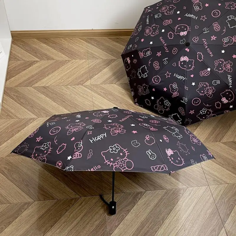 

Sanrio Hellokitty Folding Umbrella Summer Anime Cartoon Children Campus Cute The Sun Protection Umbrella Outdoors Gift Umbrella