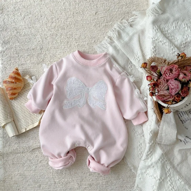 

Baby Clothes, Spring and Autumn Big Bow Climbing Clothes, Skin Friendly and Comfortable Long Sleeves Outdoor Wear