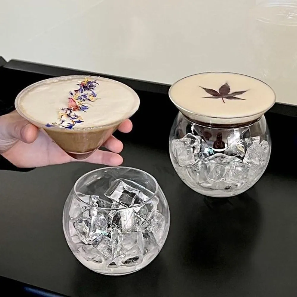 

Triangle Base Ball Martini Cocktail Glass Double Layer Juice Cup Iced Coffee Cup Transparent Unique Cool Chilled Martini Glass