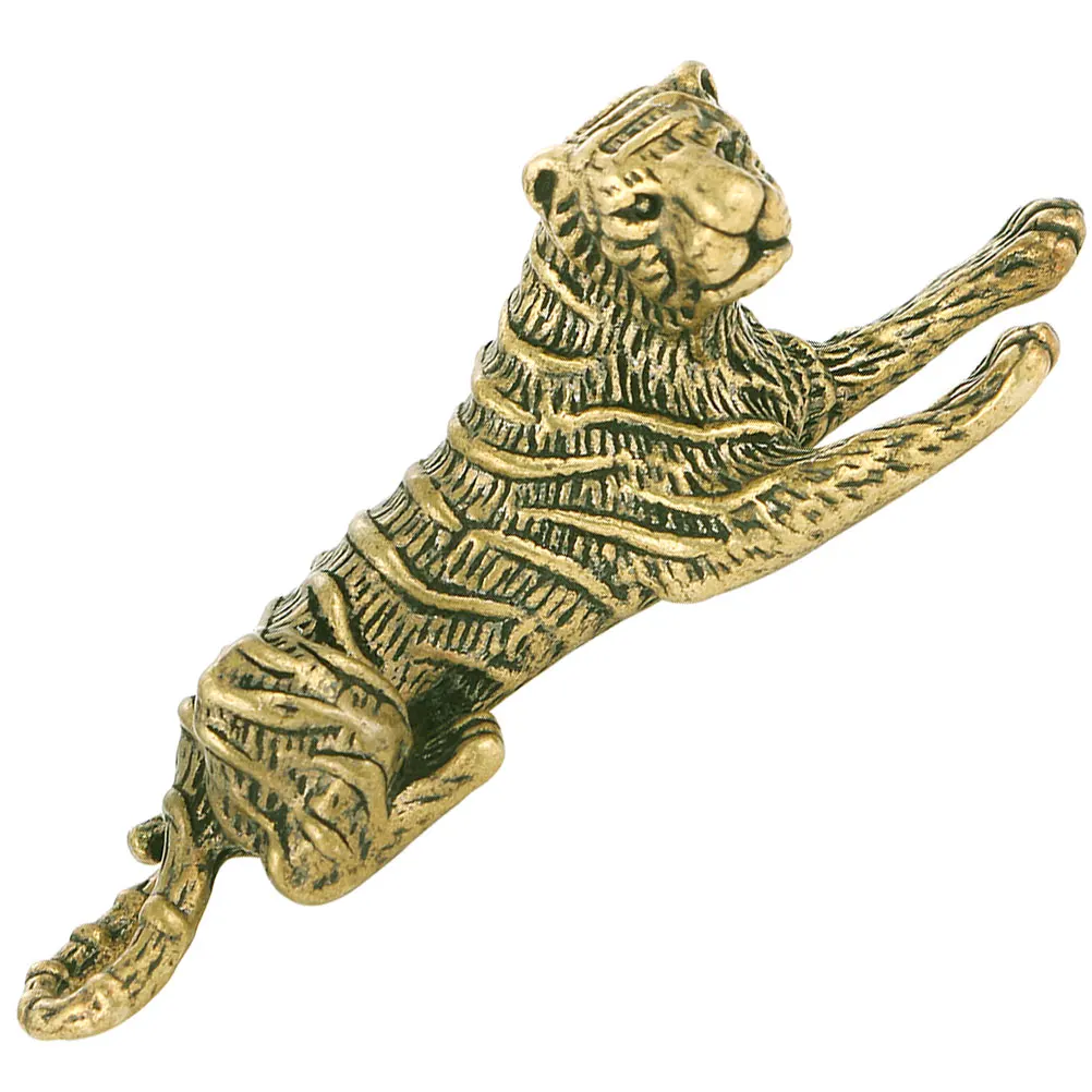 

Brass Tiger Figurine Mini Copper Decor Statue Gold Car Home Office Adornment Retro Animal Tabletop Craft Statues Exquisite
