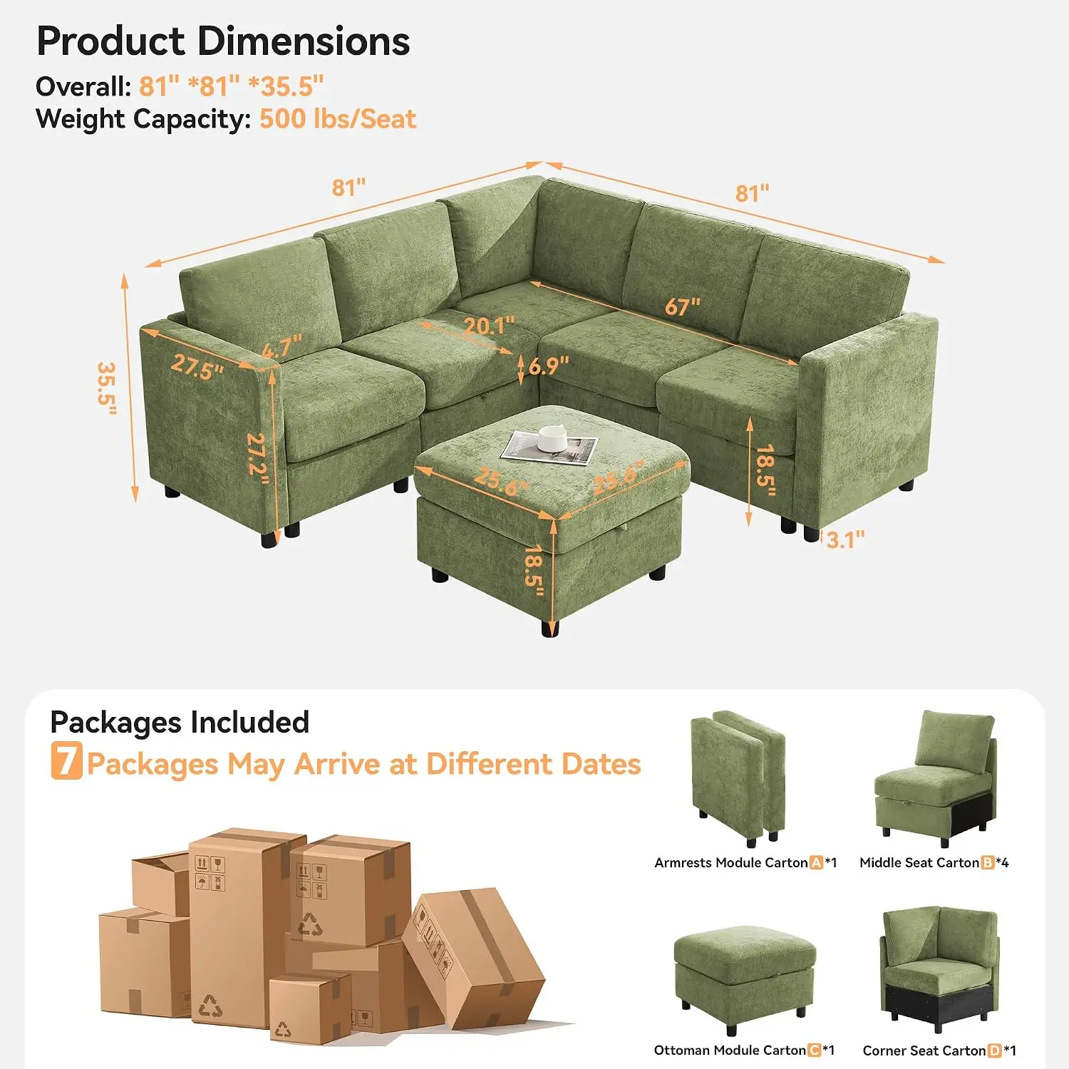 Modular Sectional Sofa with Storage 81