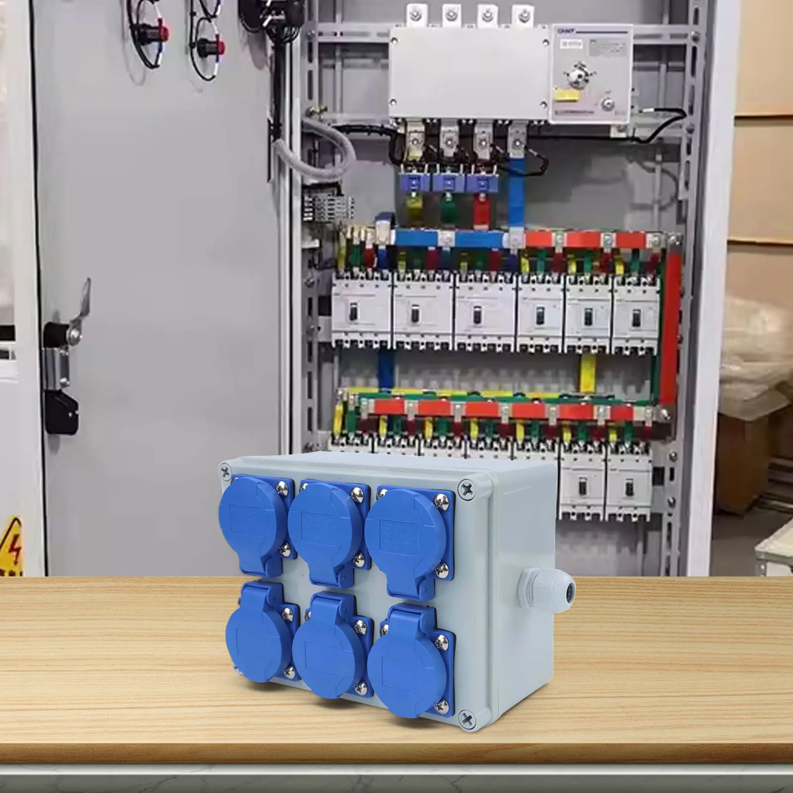 

Shock Resistant Power Outlet Waterproof Box IP44 Rated 6x230V Socket Easy To Install Flame-retardant Plastic Lightweight Design