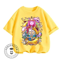 New Kids T-shirt 2024 Summer Clothing Boys Girls Adventure Time Short Sleeve T-shirt Top Printed Cartoon Kids Fashion T-shirt