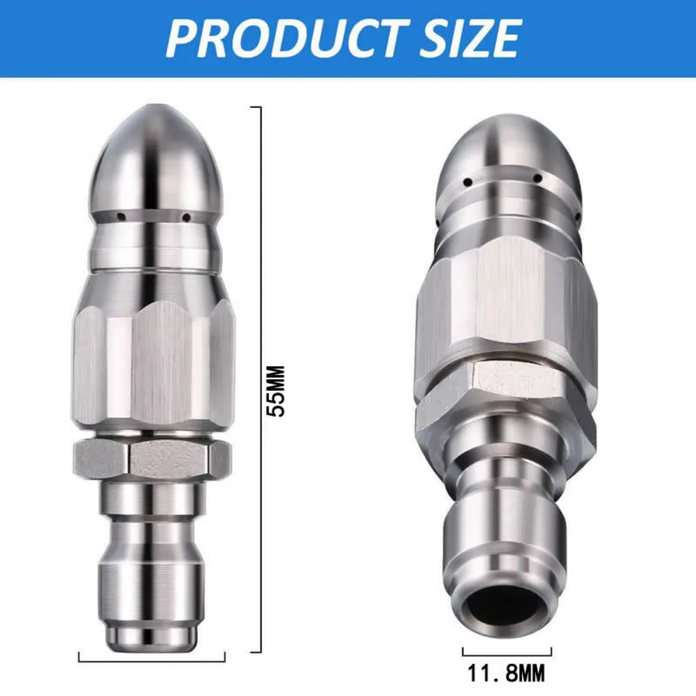 1/4" Stainless Steel Pressure Washer Nozzle Water Jet Sewer Drain Cleaning Quick Connect Plug Hose Accessory Tool - view 6