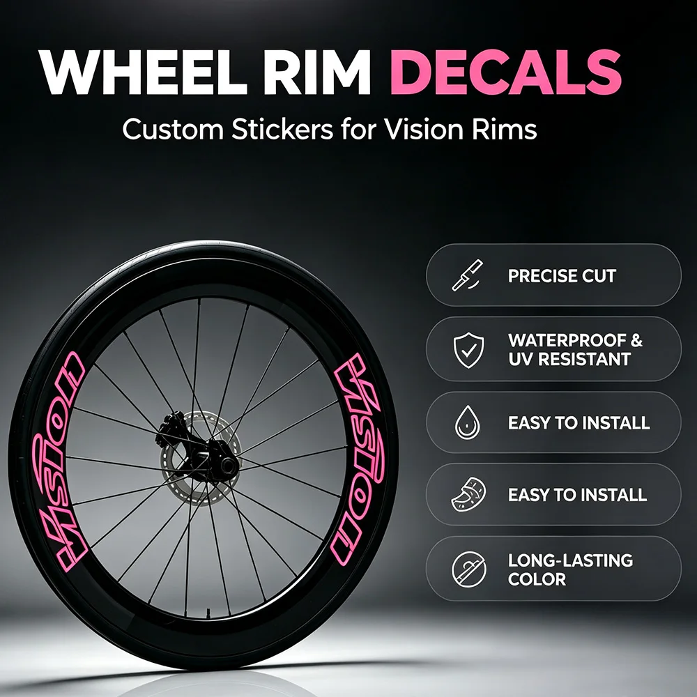 8pcs/1set Vision Wheel Rim Stickers Road Bike Carbon Rim Decals Bicycle Wheel Decorative Stickers Waterproof Vinyl Decals