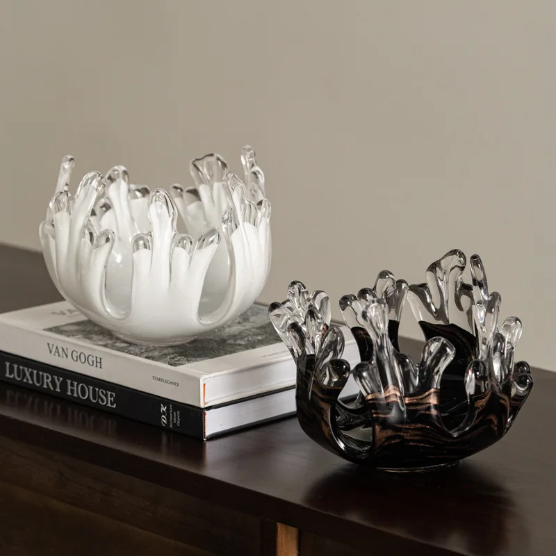 

Glass Handicrafts Desktop Storage Container Irregular Water Droplet Waves Tray Candlestick Candle Holder Fruit Platter