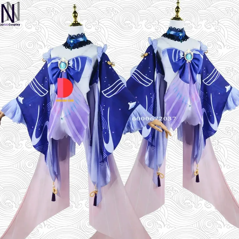 

CyGenshin Impact Game Sangonomiya Kokomi Косплей Костюм Жемчуг мудрости платье парик полный комплект Comic Con Хэллоуин наряд аксессуары