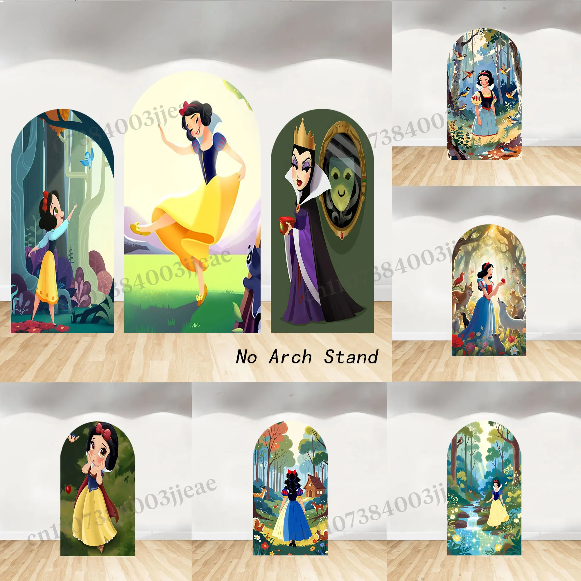 

Snow White Arch Backdrop Girls Birthday Baby Shower Cartoon Banner Decorations Covers Kids Photography Background Studio Props