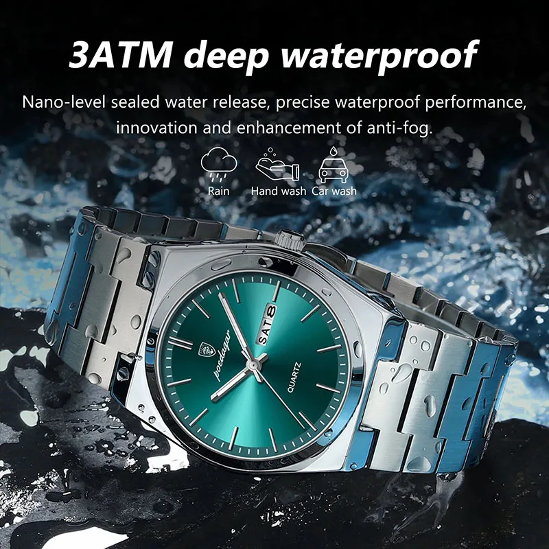 Classical Business Watch Men Luxury Brand Silver Stainless Steel Sport Quartz Wristwatches Male Luminous Calendar Clock Man 2024