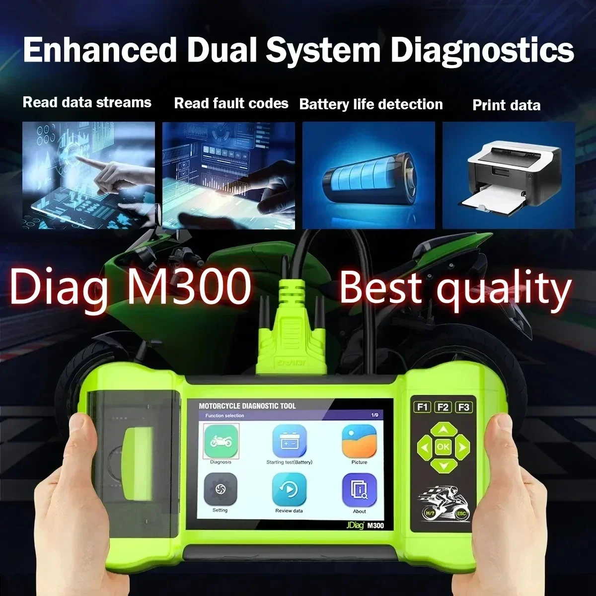 2024 JDiag M300 Motorcycle Diagnostic Scanner Helps the Technician to Diagnose Problems and Make Repairs Faster M100 PRO