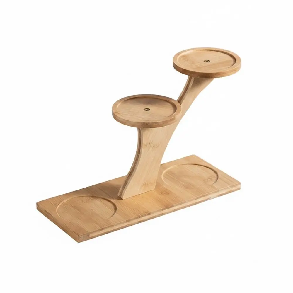 1pc Durable Bamboo Plant Stand Multi-Tier Desktop Decor Flower Pot Holder Tree-Shaped Succulent Display Rack Home Office