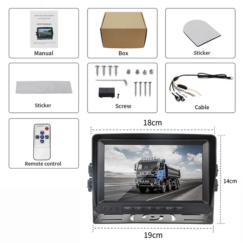 Latest model high quality IP68  waterproof  7 Inch car LCD for car reversing aid system on stock for car