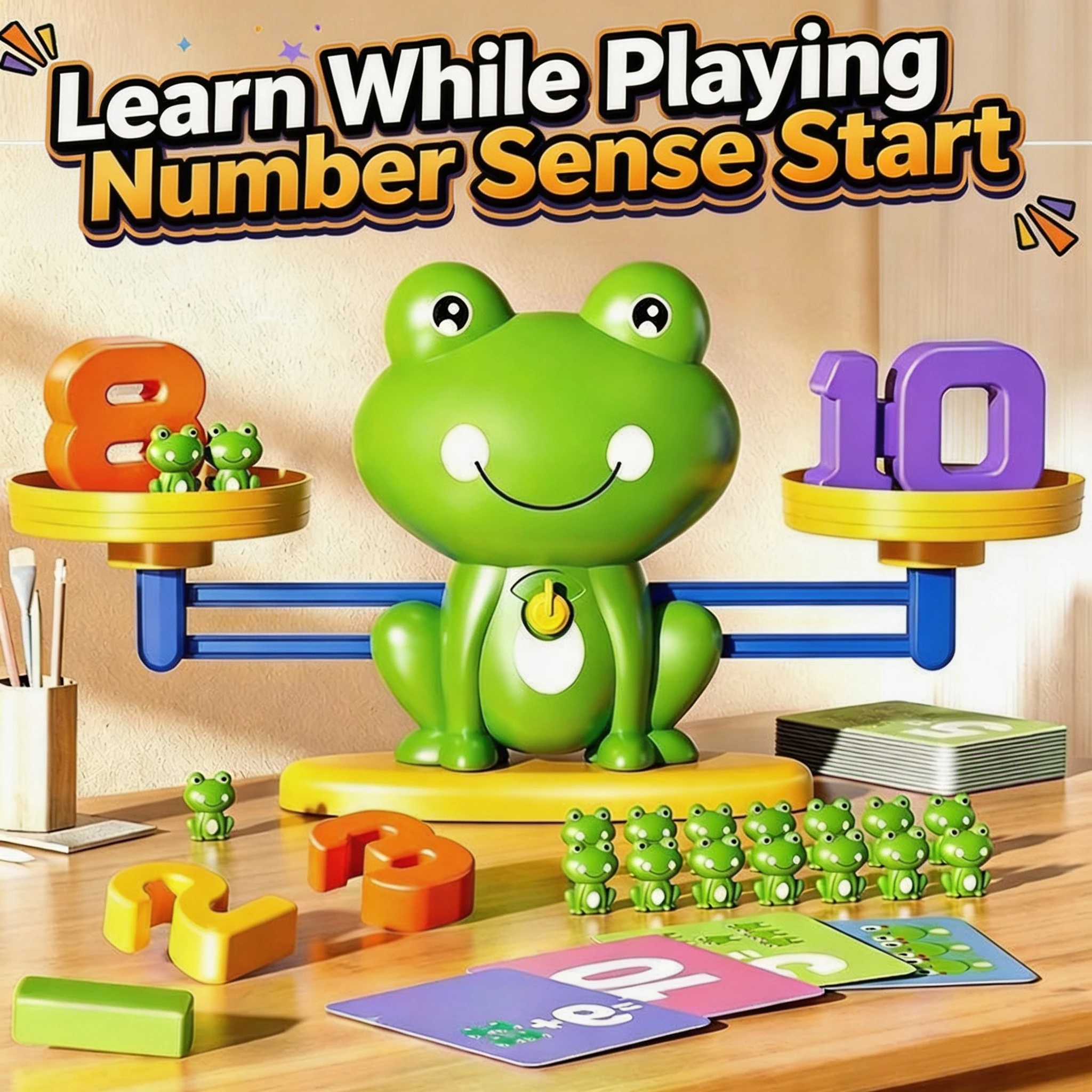Cartoon Frog, Balance, Number Calculation, Children's Logical Thinking, Fun Mathematics Enlightenment