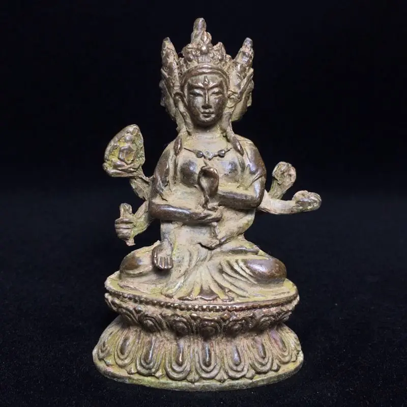 Collect antiques, miscellaneous handicrafts, miscellaneous items, and make old four sided Guanyin small Buddha statues for home