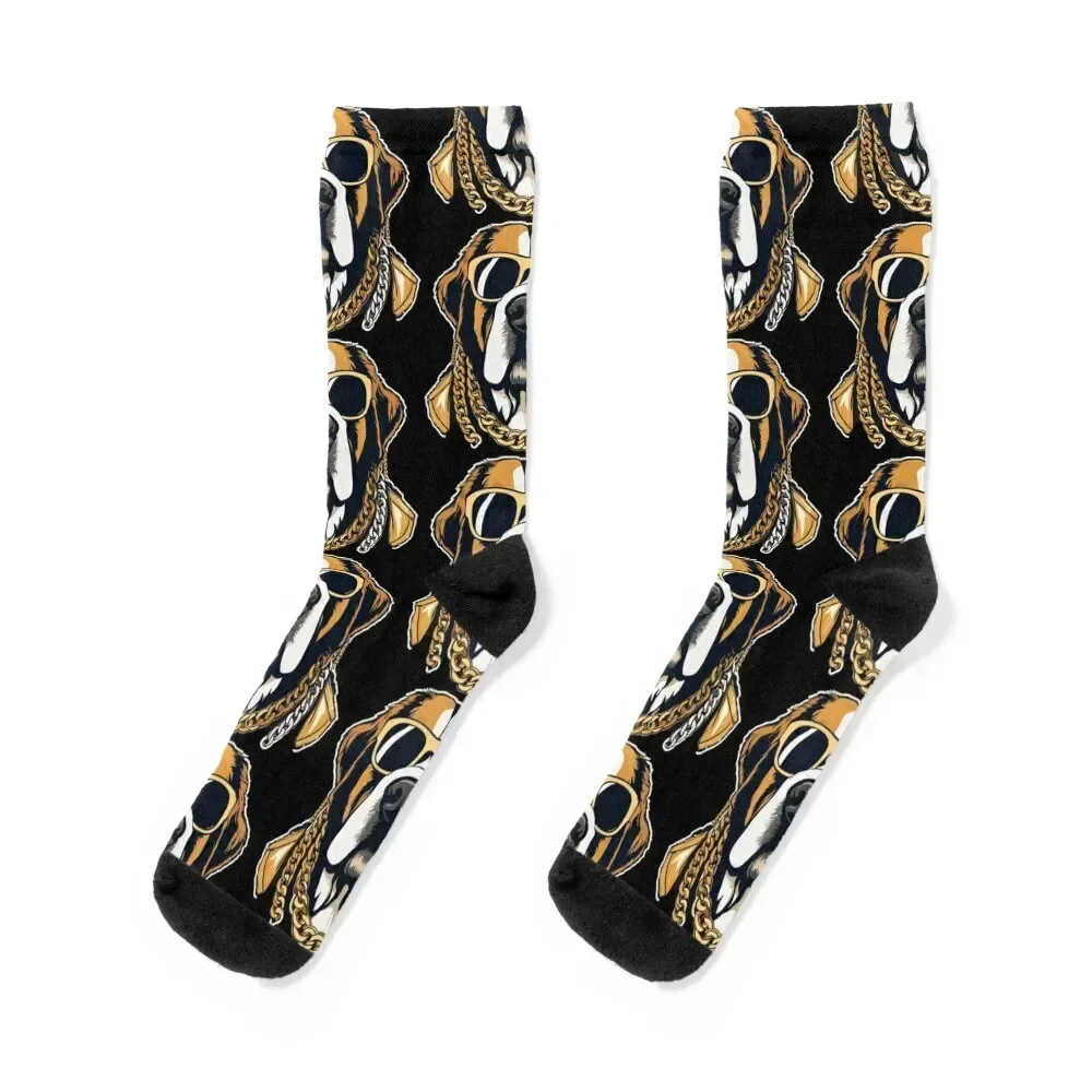 Saint Bernard Gangsta Gangster Dog Gift Socks colored football Climbing Socks Woman Men's