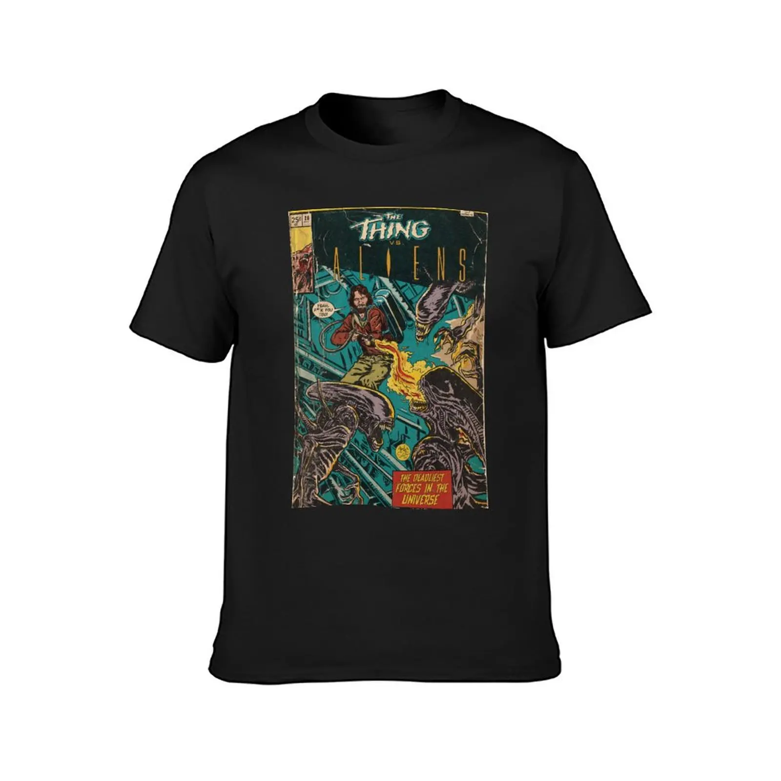 The Thing vs. Aliens fan art comic cover T-Shirt boys animal print anime clothes mens graphic t-shirts funny