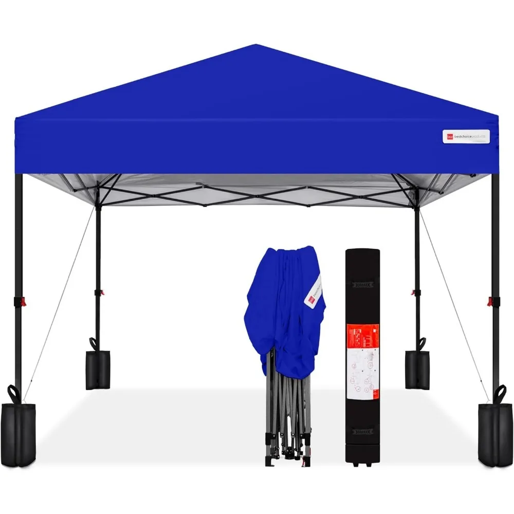 10x10ft 1-Person Setup Pop Up Canopy Tent Instant Portable Shelter w/ 1-Button Push, Case, 4 Weight Bags