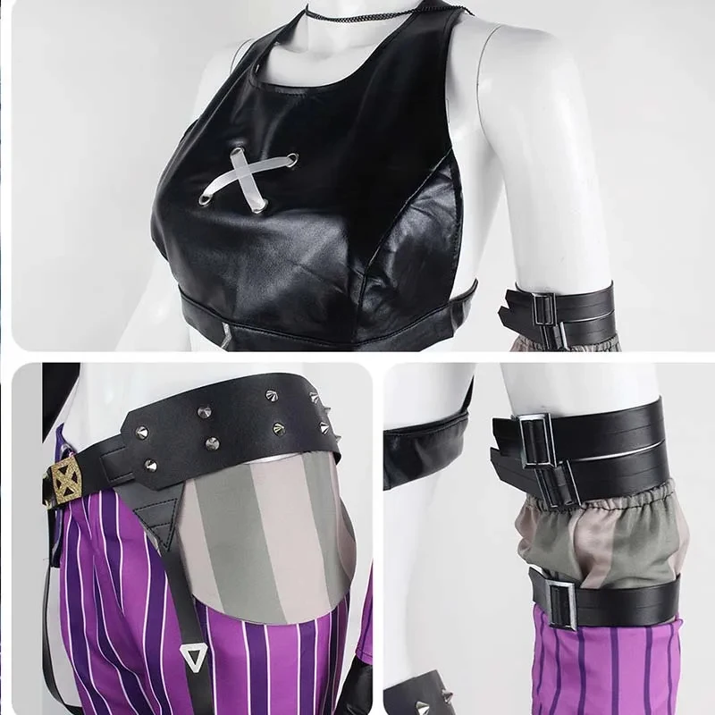 

◆2026Jinx Cosplay Costume Game Arcane Women Jinx Outfits Halloween Party Comic Con Full Set◆…~