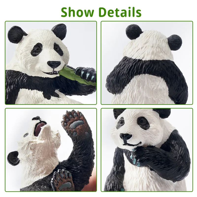 6 pezzi Toymany simulazione panda figure fauna selvatica modello animale giocattoli azione per bambini set regalo per bambini mini figurine da collezione
