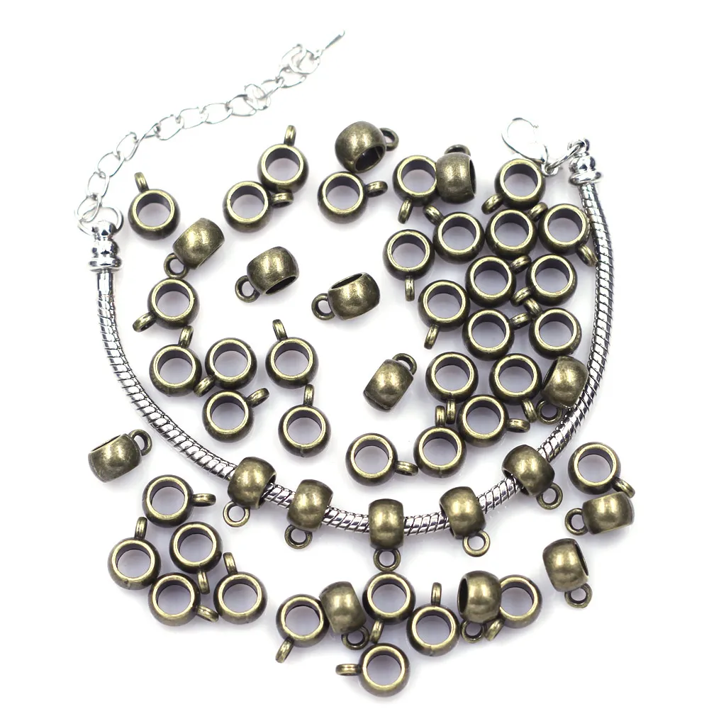 Bronzefarbener Abstandshalter, europäische Perlen, rund, großes Loch für Charms, Armbänder, Schmuck, DIY, handgefertigte Erkenntnisse, 11 x 8 mm – Detail 5