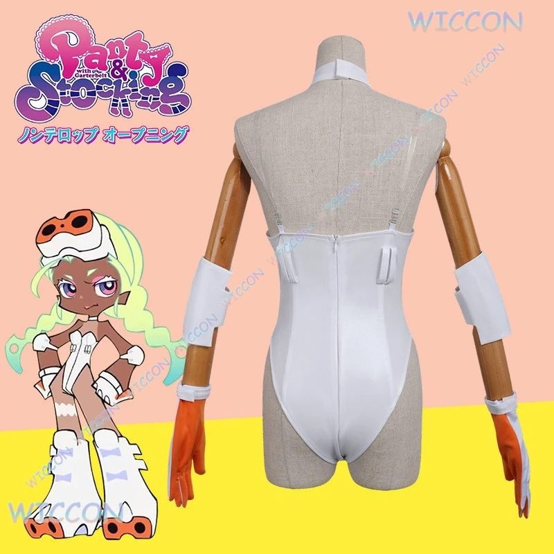 Moe Anime bragas y encuadernación con GARTERBELT Gunsmith Bit ch Cosplay disfraz peluca Sexy Bikini blanco gafas lencería Halloween