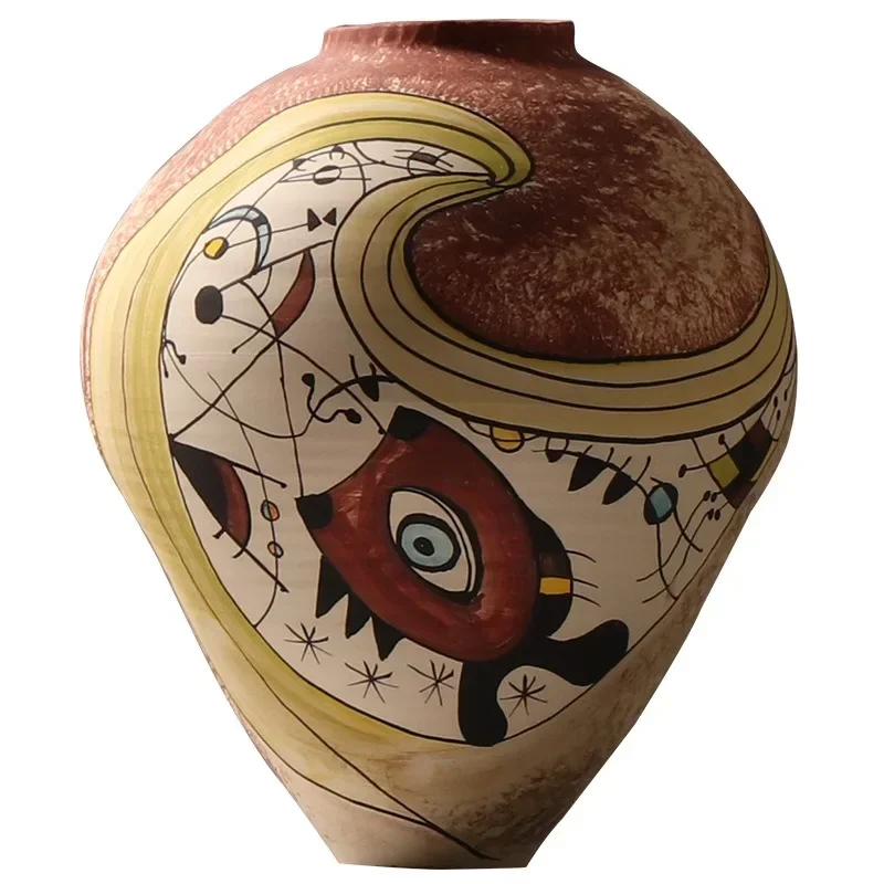 

Creative hand-painted ceramic vase hotel flower arrangement decoration retro abstract rendering art ornament