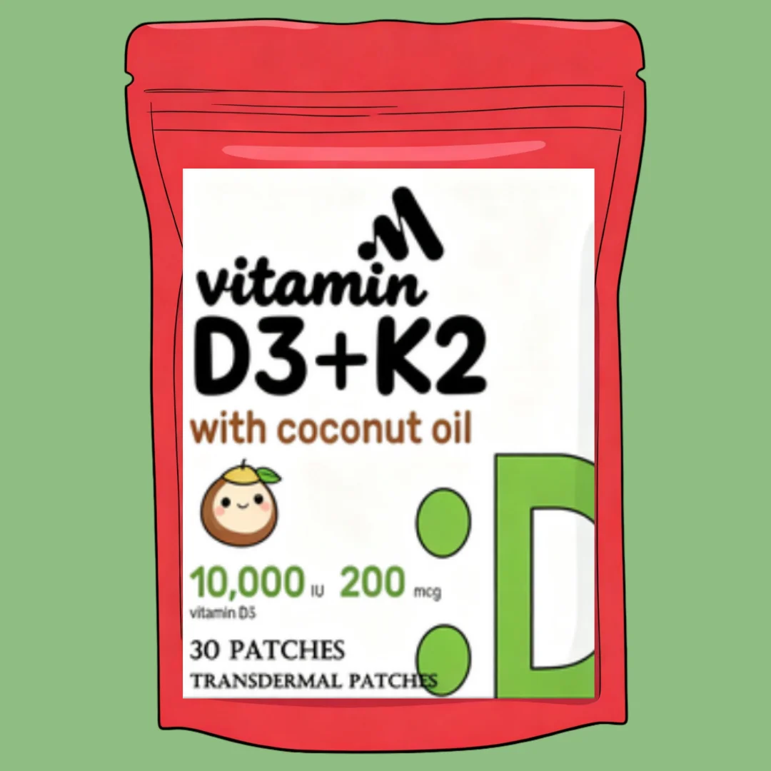 Vitamin D3 & K2 Transdermal Patches Support Strong Bones & Muscle, Calcium Absorption & Immune Health 30 Patches