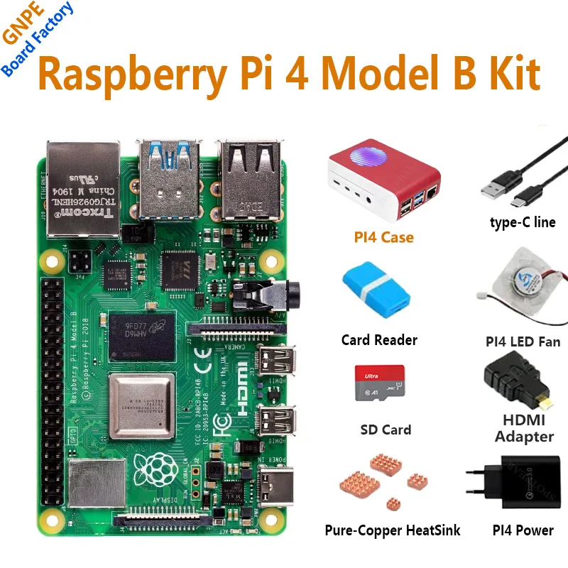 

Raspberry Pi 4 Model B 4B Kit With White-Red Case 1GB/2GB/4GB/8GB RAM Dual Displays 4K Output Bluetooth 5.0 New original stock