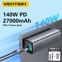 Vention 140W Power Bank 27000mAh Portable Power Bank PD Fast Charging for Laptop Notebook Xiaomi 13 Fast Charge External Battery