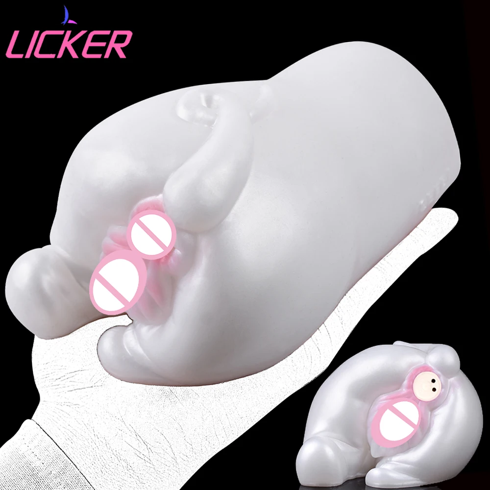 LICKER Animal Pig Vibrating Aircraft Cup masturbatore in Silicone morbido realistico figa vaginale esercizio del pene giocattoli del sesso per gli uomini adulti