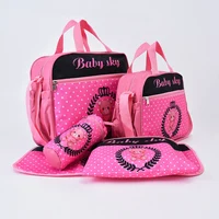 Sac maman cinq pièces sac mode imprimé ours multifonctionnel grande capacité une épaule bandoulière maternel bébé sac sac à couches 4