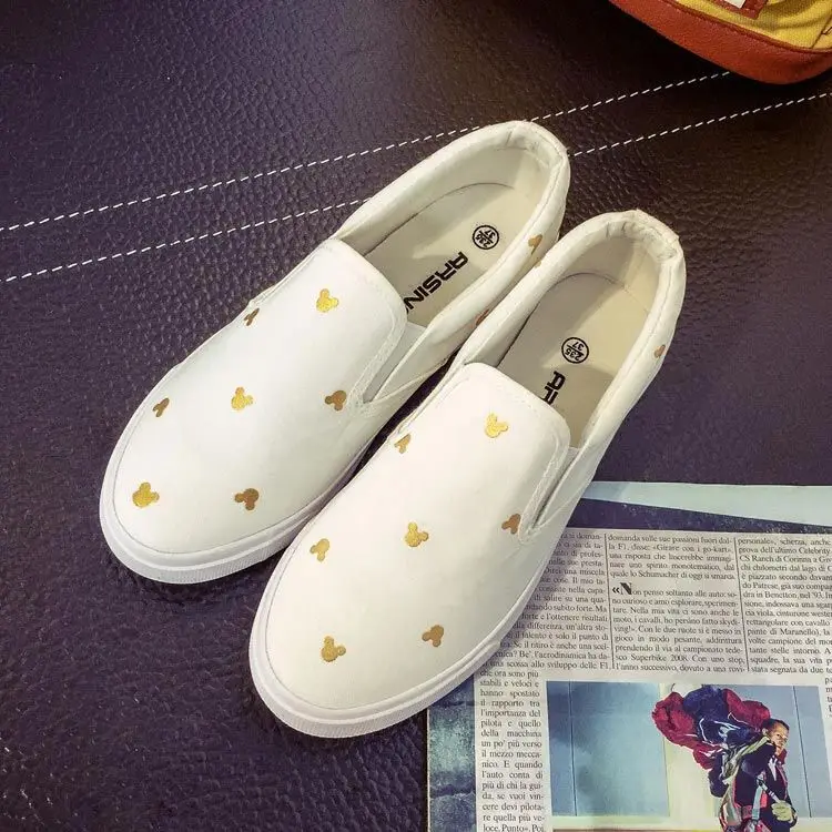 

drop shipping 2025 new Breathable Flat women sneakers shoes spring Seasons plus size Canvas Mickey mouse Student Casual shoes