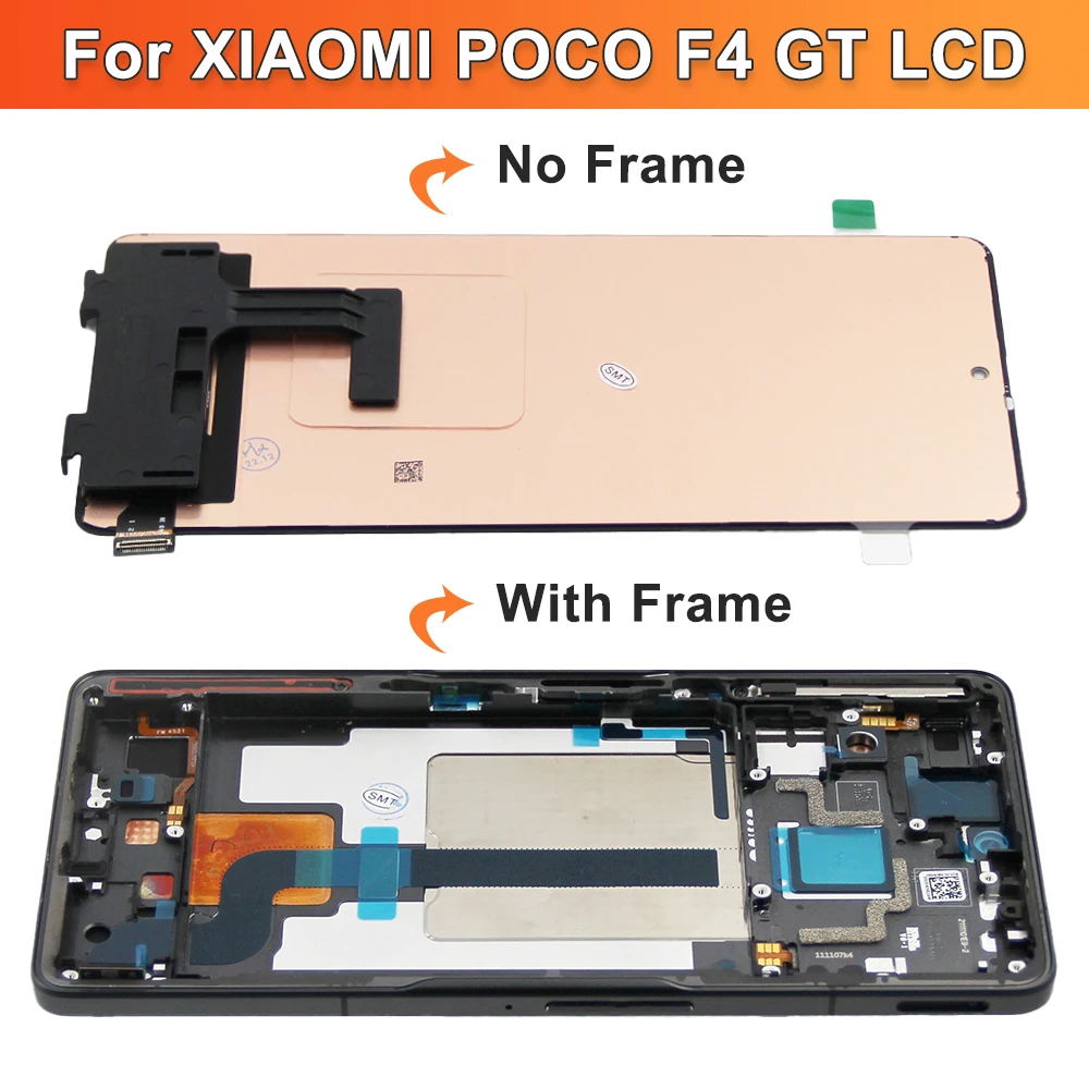 6.67\'\' For Xiaomi Poco F4 GT LCD Display Touch Screen Digitizer Assembly For POCO F4 GT 21121210G Display With Frame