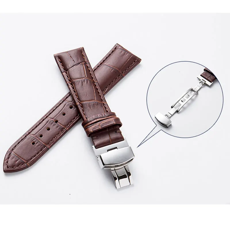 Calfskin Leather Watchband Strap 14mm 15mm 16mm 17mm 18mm 19mm 20mm 21mm 22mm 23mm 24mm Universal Wrist Band Belt Pull buckle