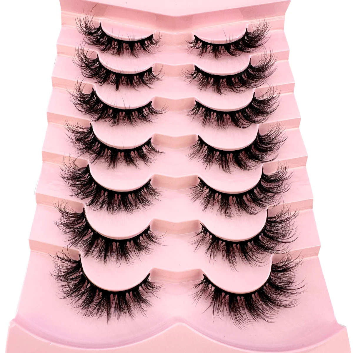 جديد عين القط الرموش الصناعية سوبر رقيق فو رموش بالمنك دراماتيكية طويلة وكاملة الرموش وهمية 7 أزواج حزمة رموش تكثيف