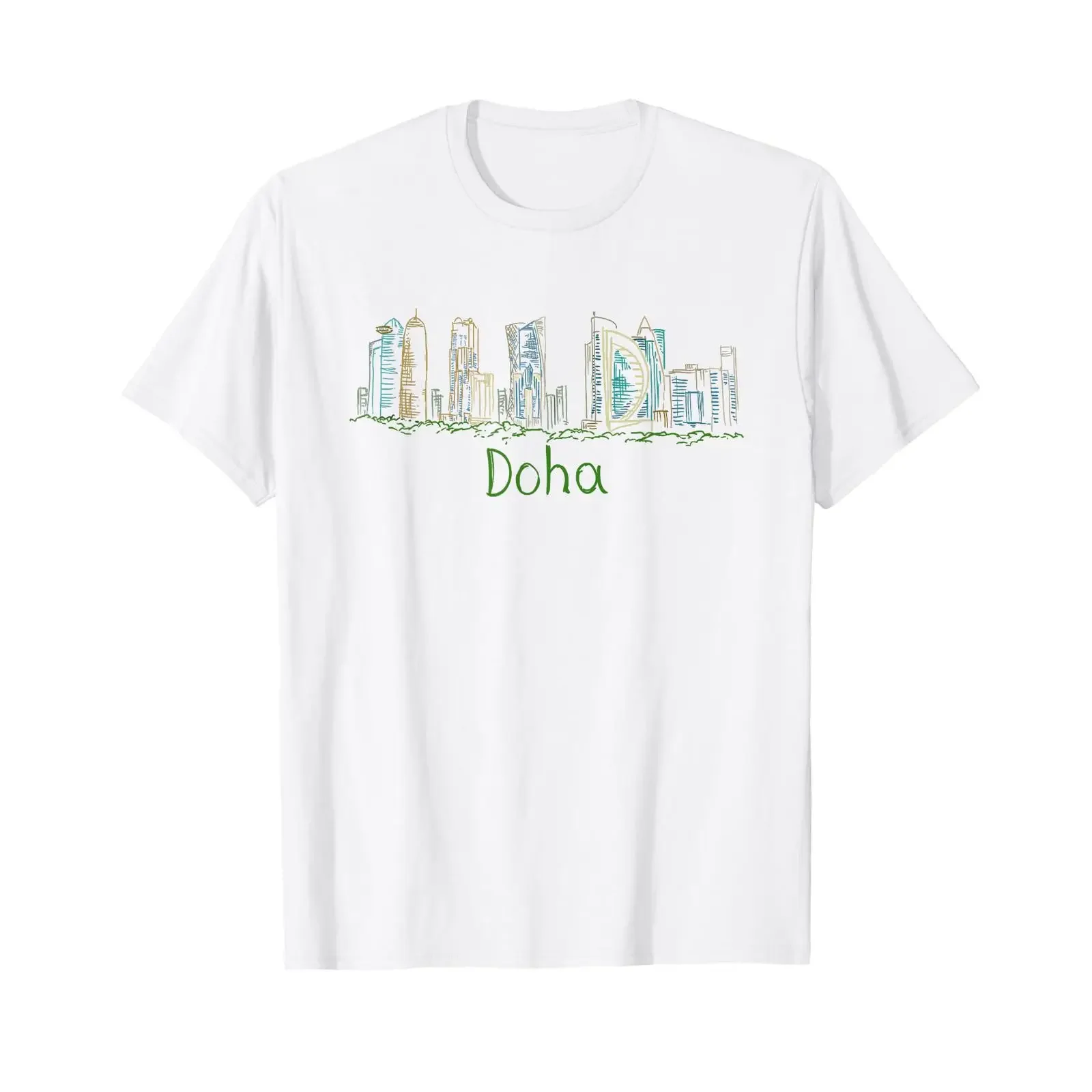 Doha Qatar T Shirt vintage Washed Slightly Stylish homme Unisex streetwear Top For Everyday Wear Stretched Soft Casual