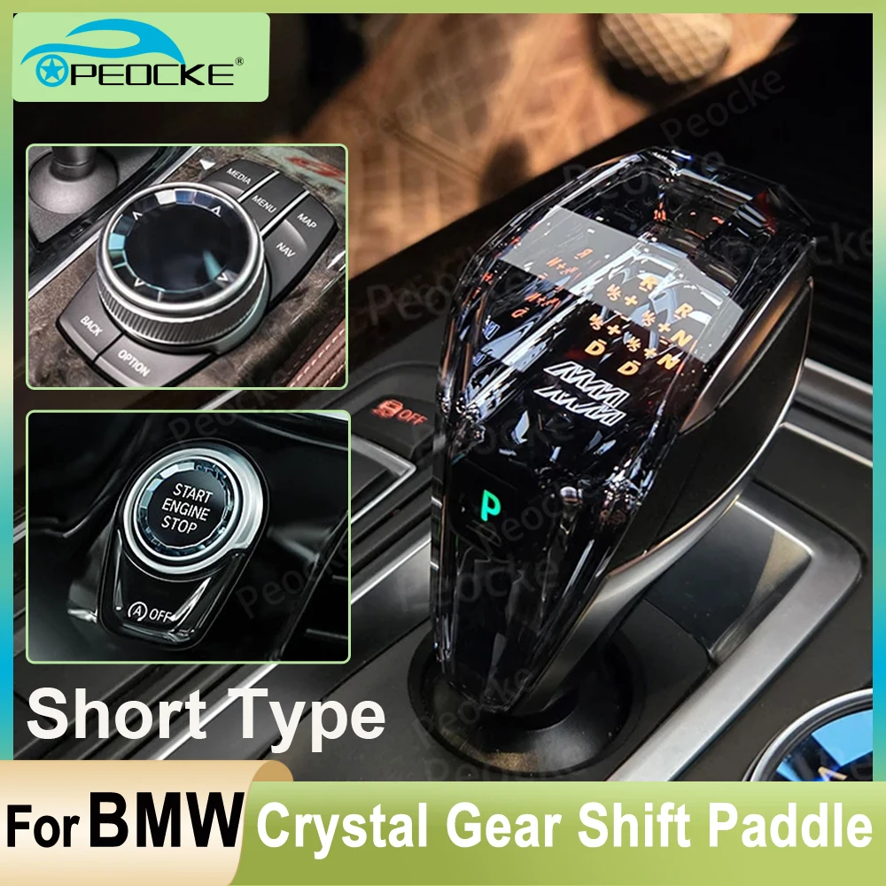 Crystal Gear Shift Lever Handle Short Type For BMW G30 G31 G38 G12 G08 Gearbox Rod Head F10 F20 F32 F33 F36 F26 Crystal Knob Kit